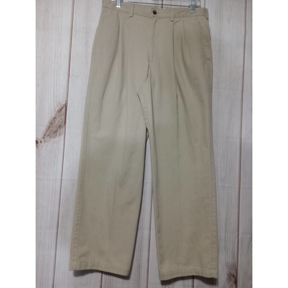 Khaki Tan Pleated Dress Pants Career Casual‎ Trousers Office Menswear